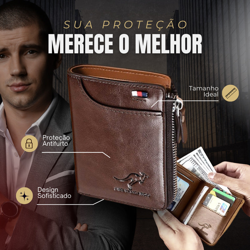 Carteira Masculina Antifurto de Couro - Blocked